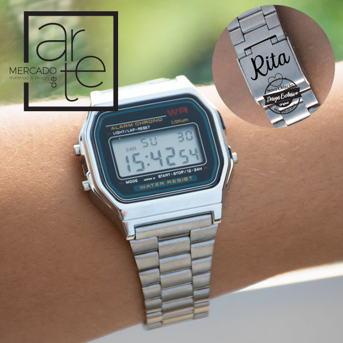 Relogio aço inox, personalizável na bracelete