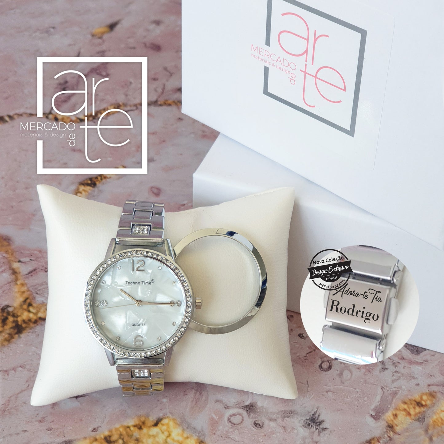 Relógio " 2 em 1 " prateado