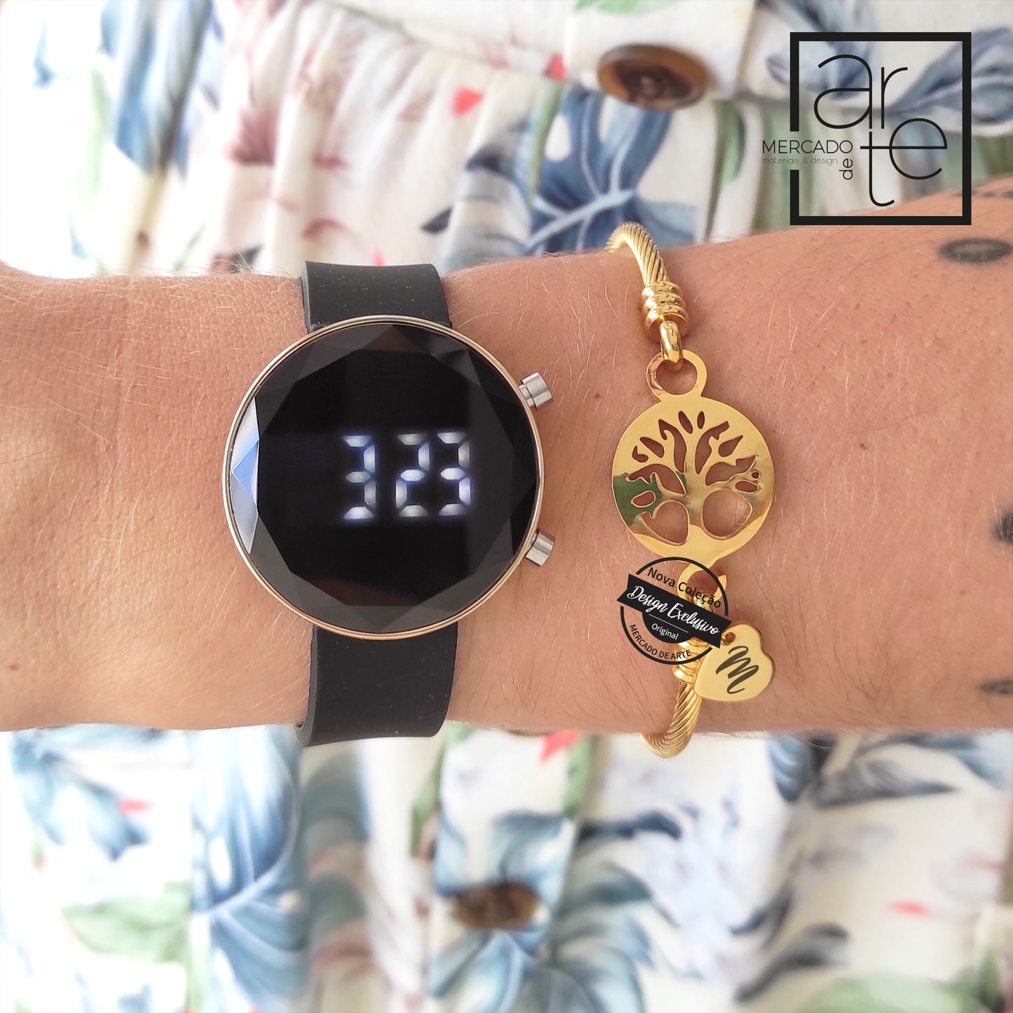 Relógio digital e/ou pulseira escrava árvore da vida