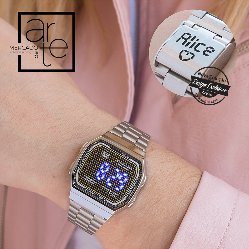 Relógio Digital Touch prateado