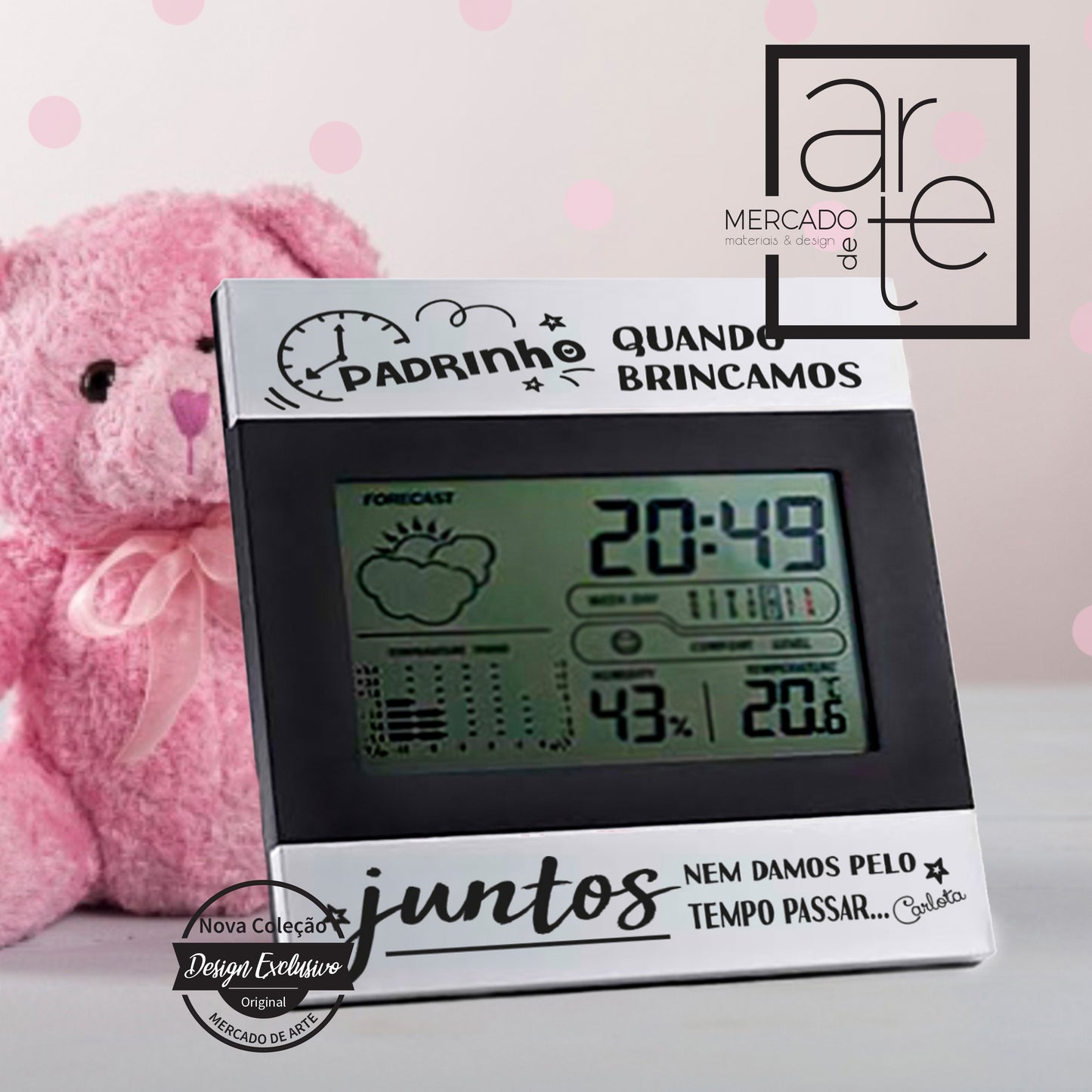 Estação digital "Padrinho quando brincamos juntos nem damos pelo tempo passar"
