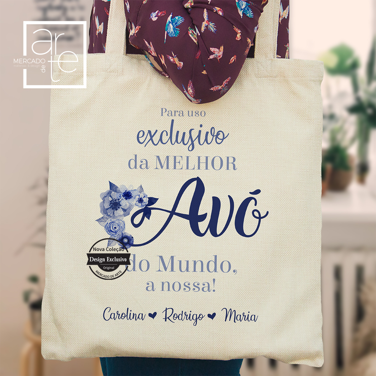Saco de tecido "Para uso exclusivo da melhor Avó do mundo "