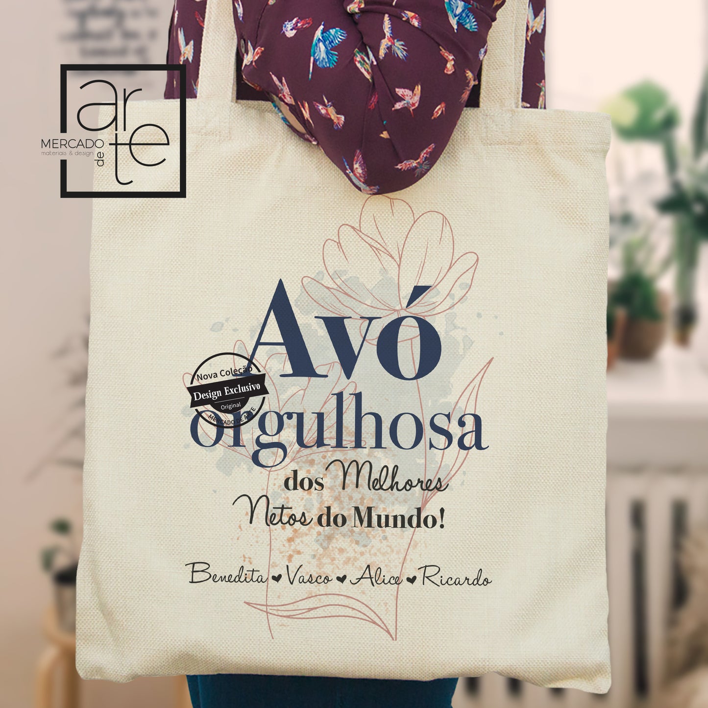 saco de tecido avó orgulhosa do melhores netos do Mundo