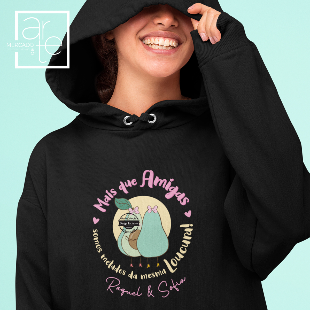 sweat com capuz abates para amigas. Pode personalizar como desejar