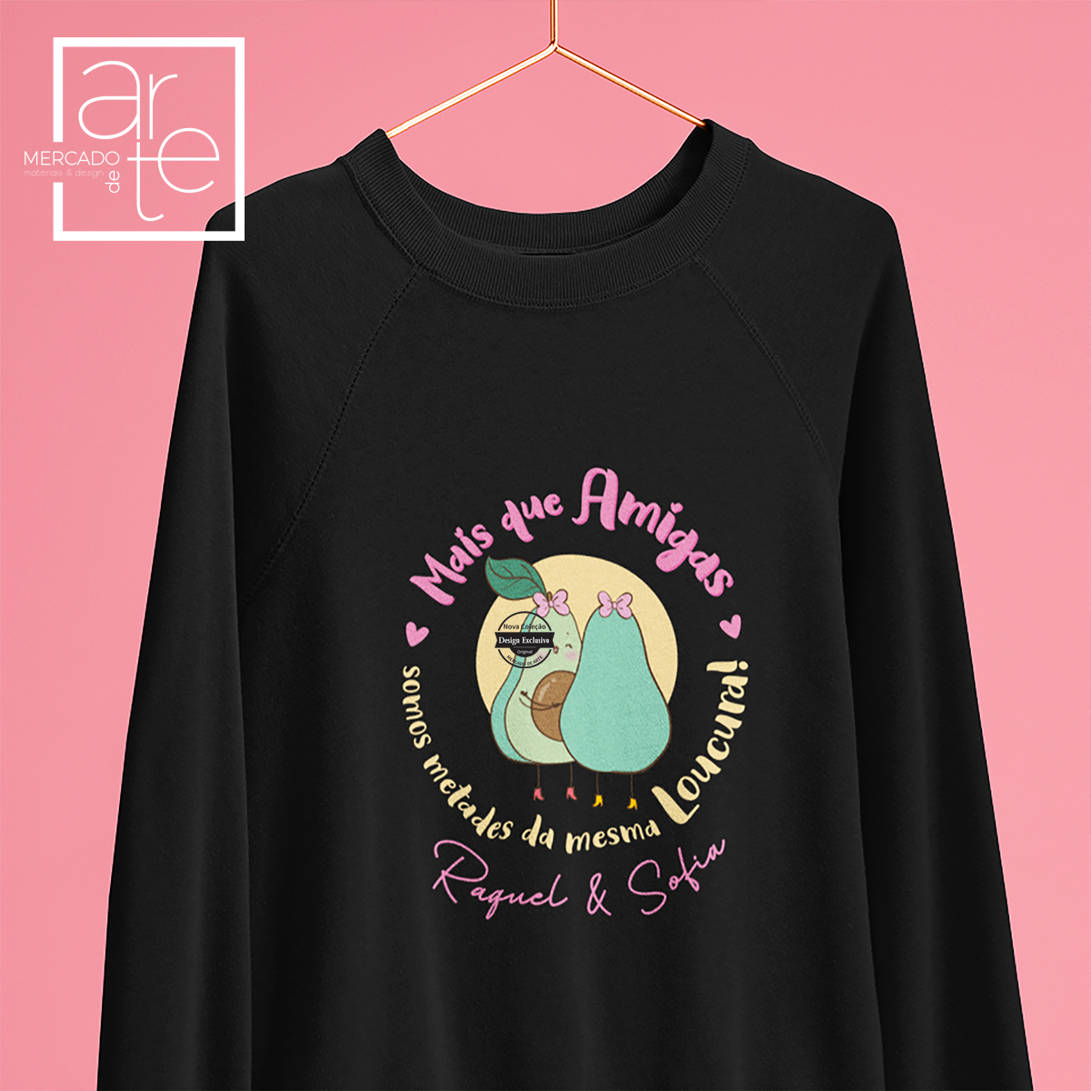sweat sem capuz abacates. Personalizado para amigas