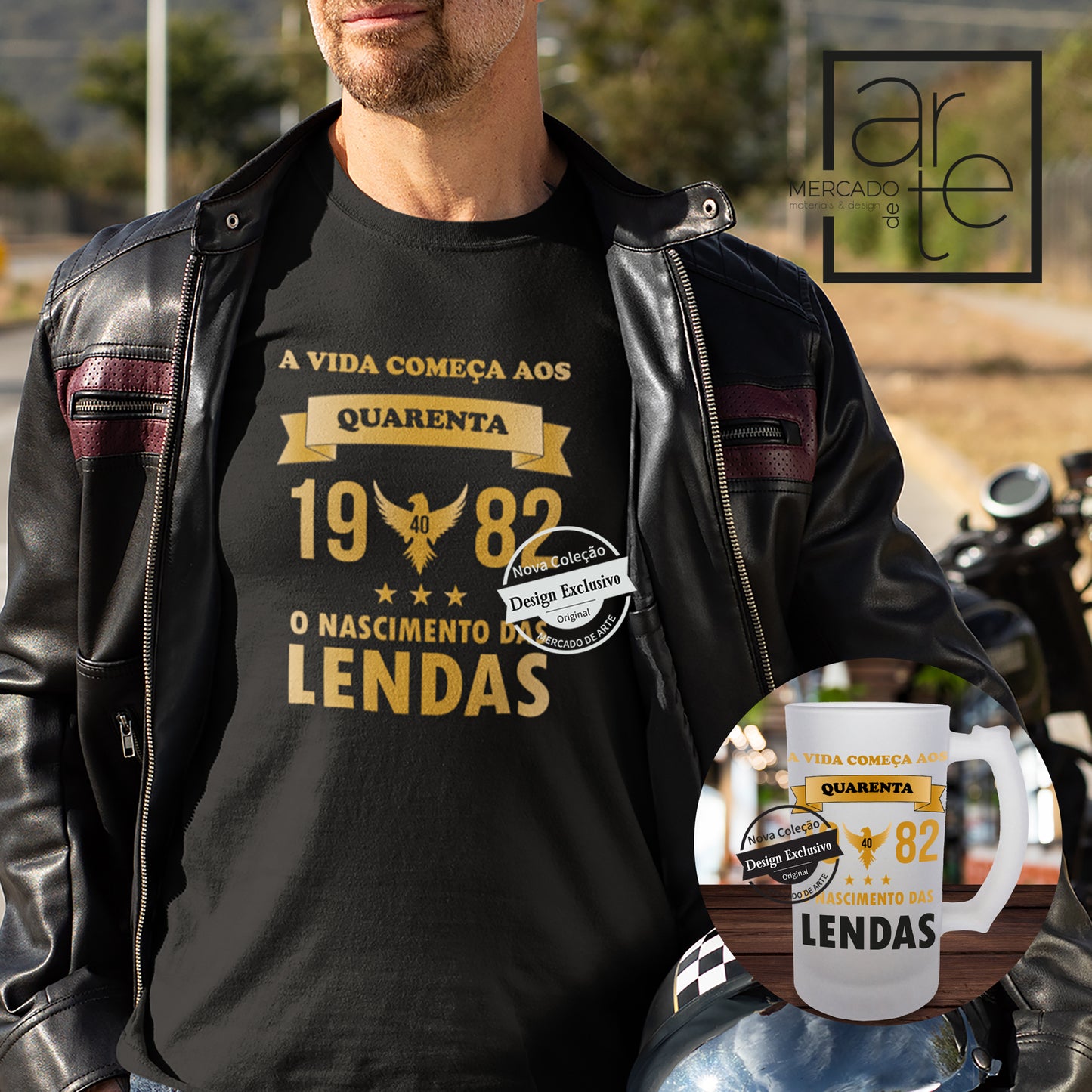 t-shirt de homem a vida começa aos 40. Pode personalizar como desejar.