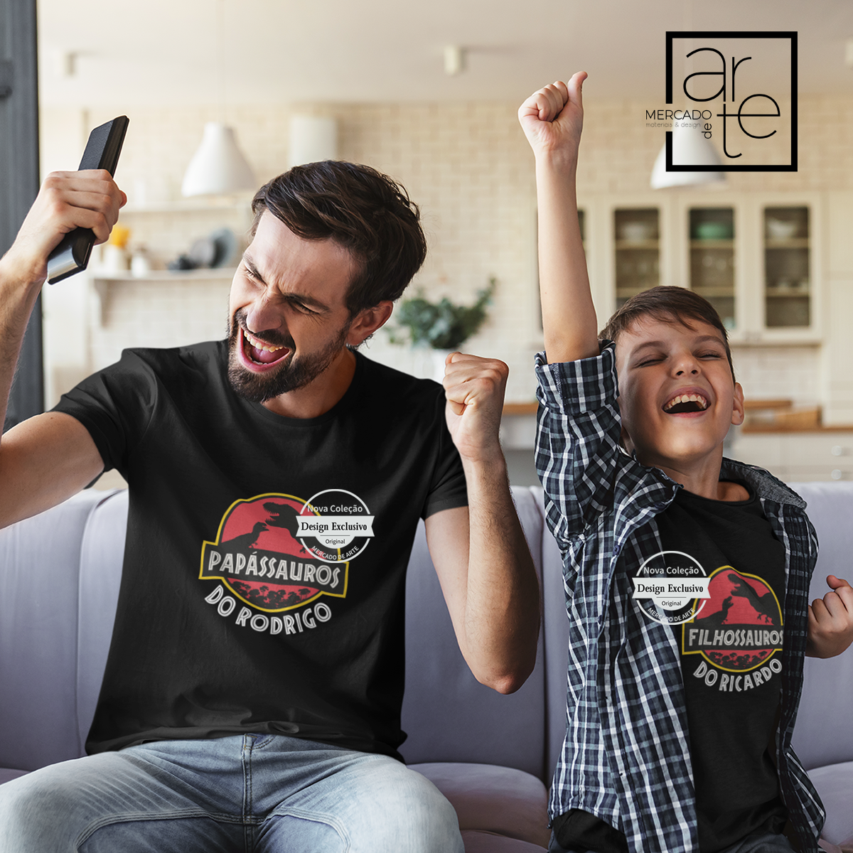 T-shirt "Papássauros e/ Filhossauros"