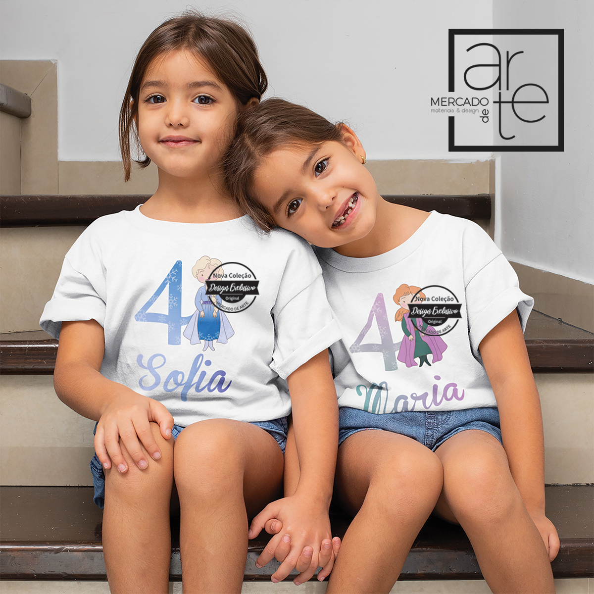 t-shirt 100% algodão princesas aniversário. Pode personalizar como desejar .