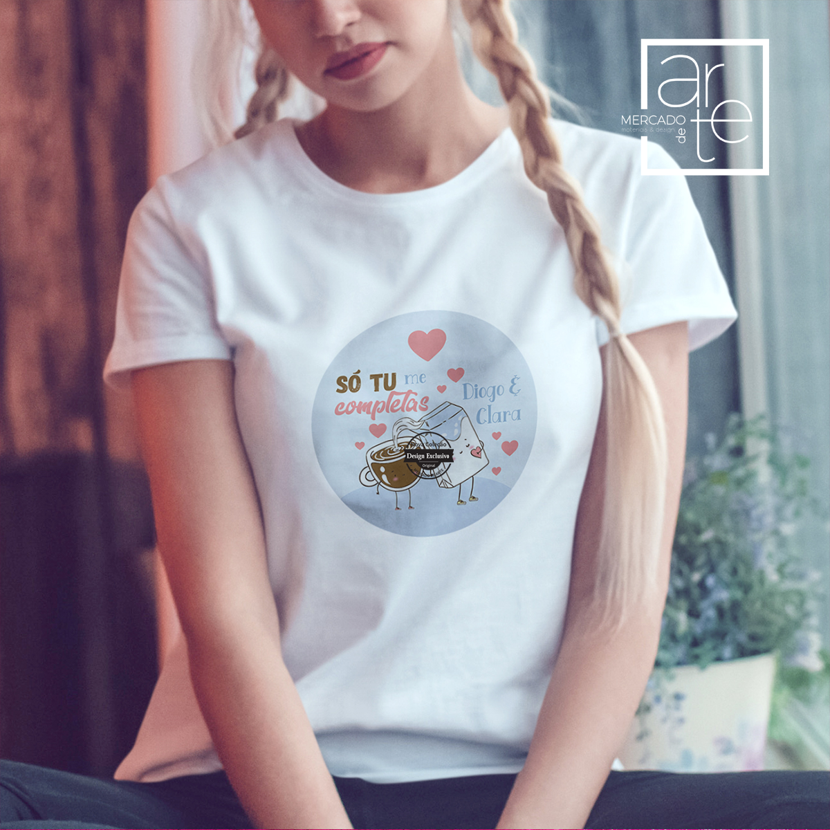 T-shirts de 100% algodão da nossa coleção café com leite " Só tu me completas". Da nossa coleção café com leite, uma das melhores combinações de sempre!