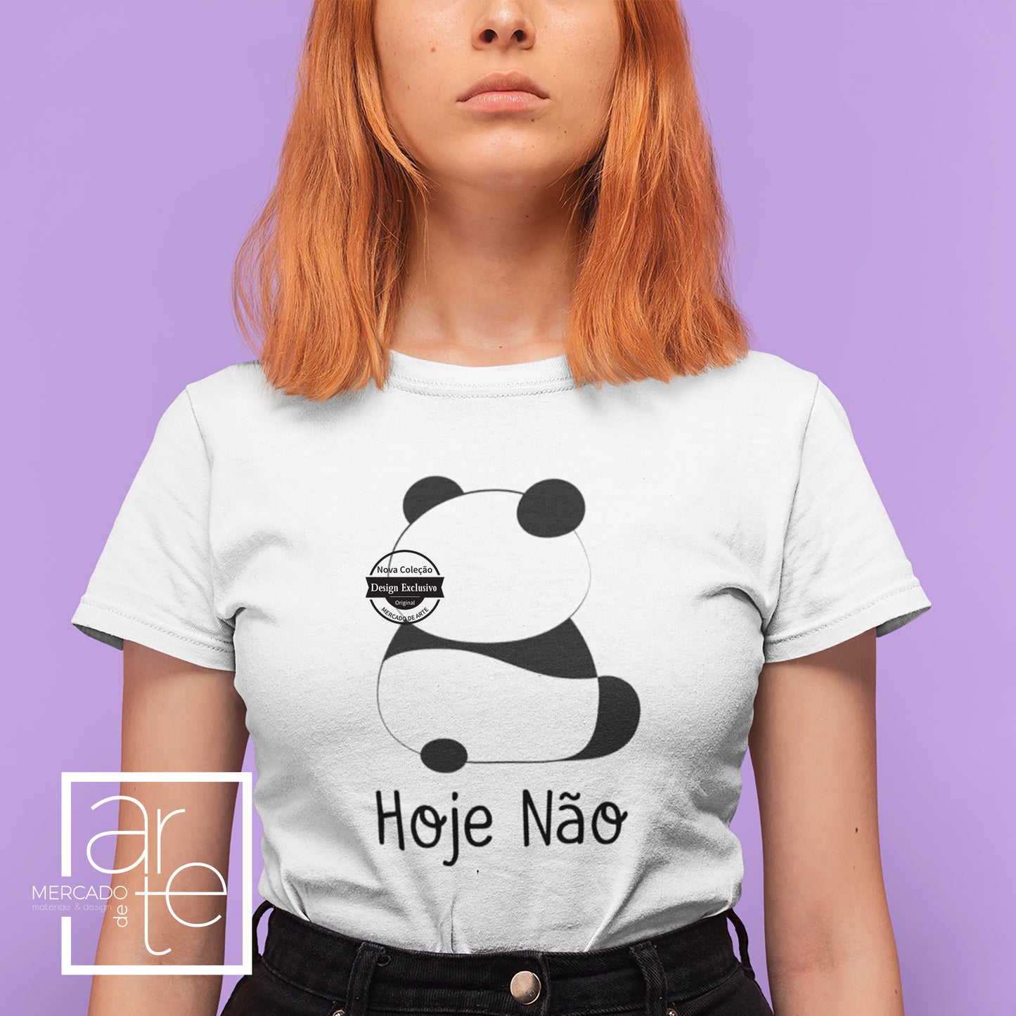 T-shirt 100% algodão panda de costas hoje não