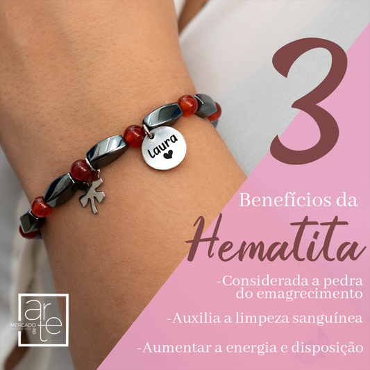 Pulseira de pedra hematita "Nome"