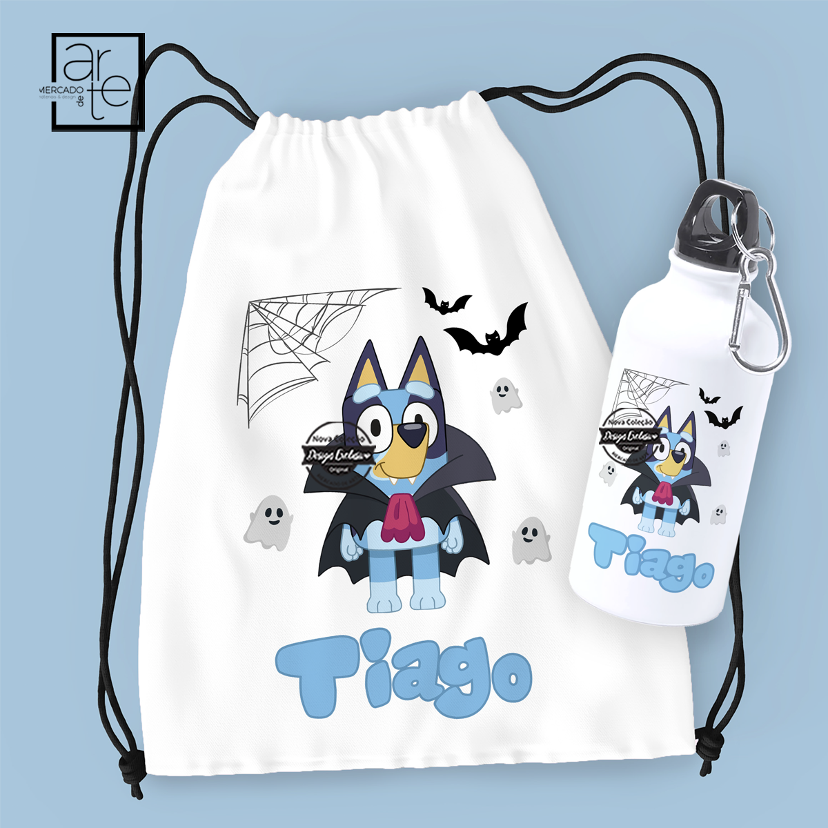 Mochila e/ou garrafa halloween "Bluey"