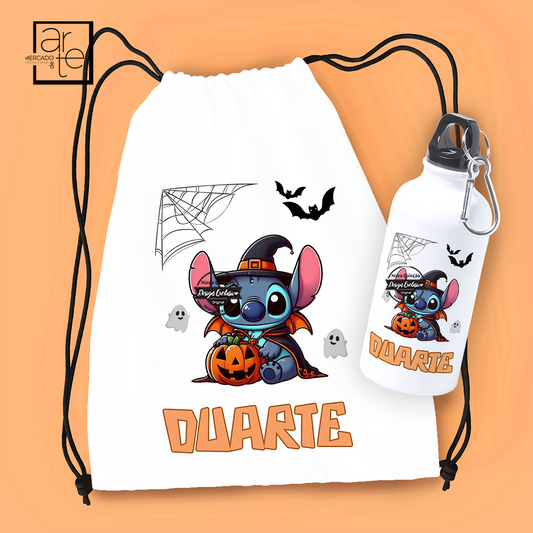 Mochila e/ou garrafa halloween "Angel/stitch"