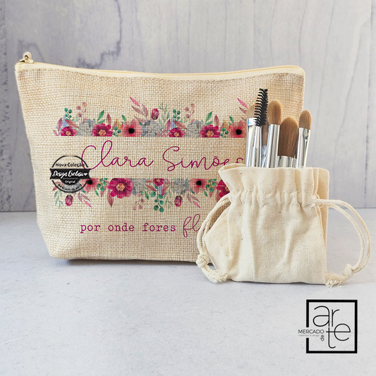 Bolsa com pinceis "Por onde fores floresce"