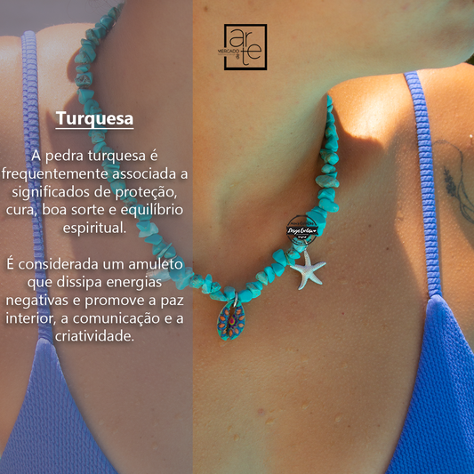 Fio pedras naturais chips turquesa "Mar"