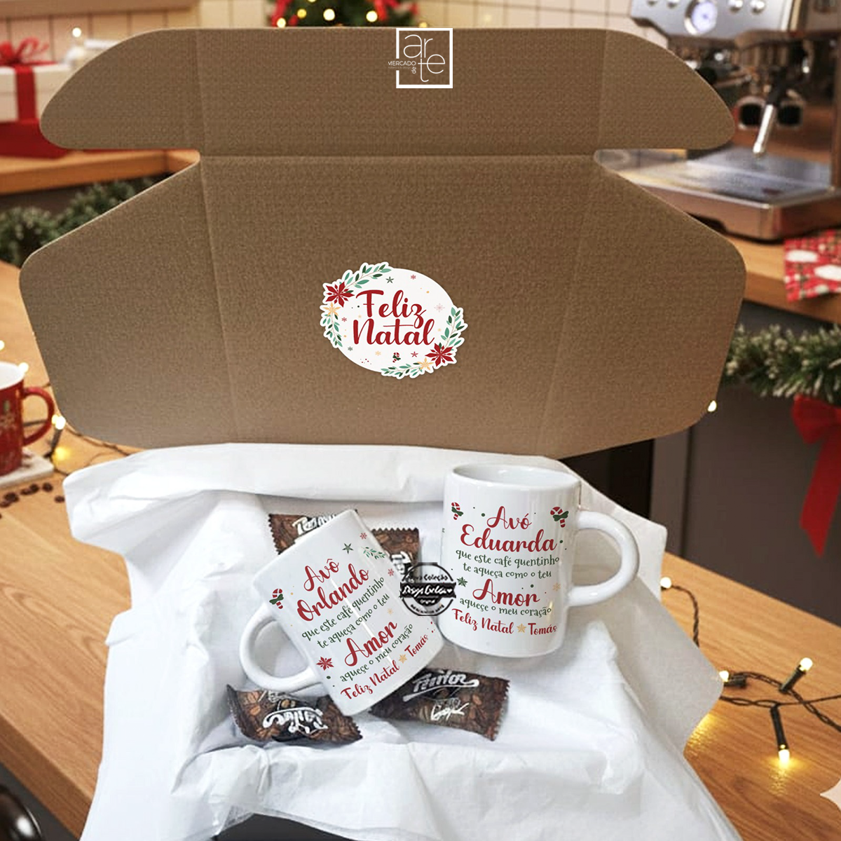 Kit chávenas de café "Avô/Avó" Feliz Natal