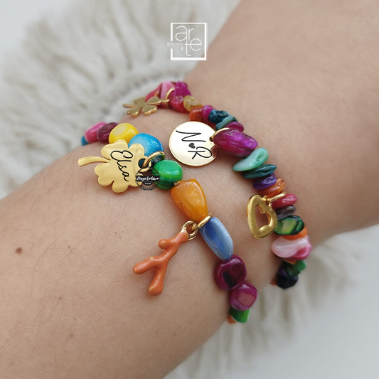 Pulseira pedras naturais multicolorida