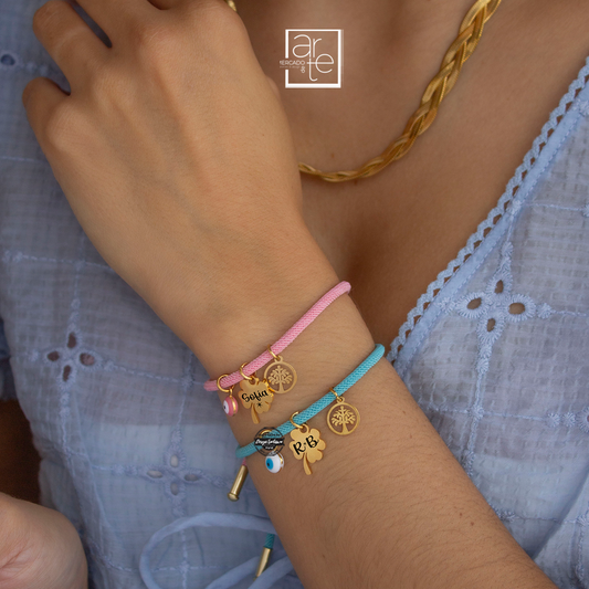 Pulseira ajustável trevo "Proteçâo"