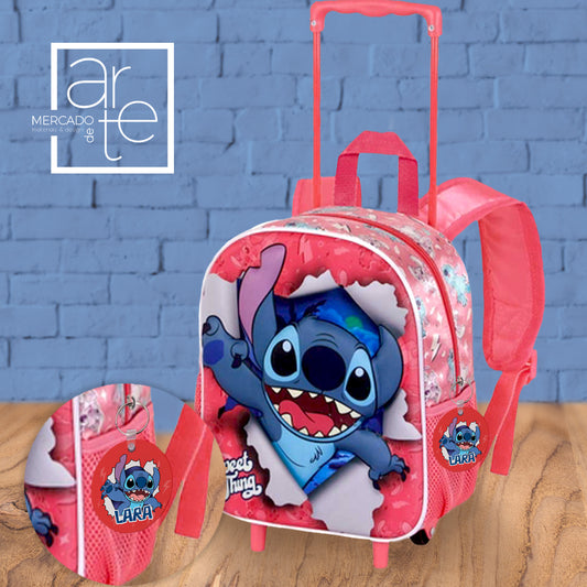 Mochila 3D STITCH com suporte de Rodas