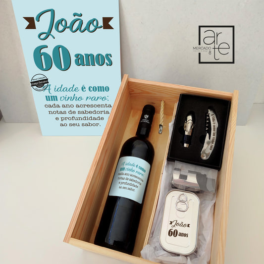 Kit de vinho aniversário "60 anos"