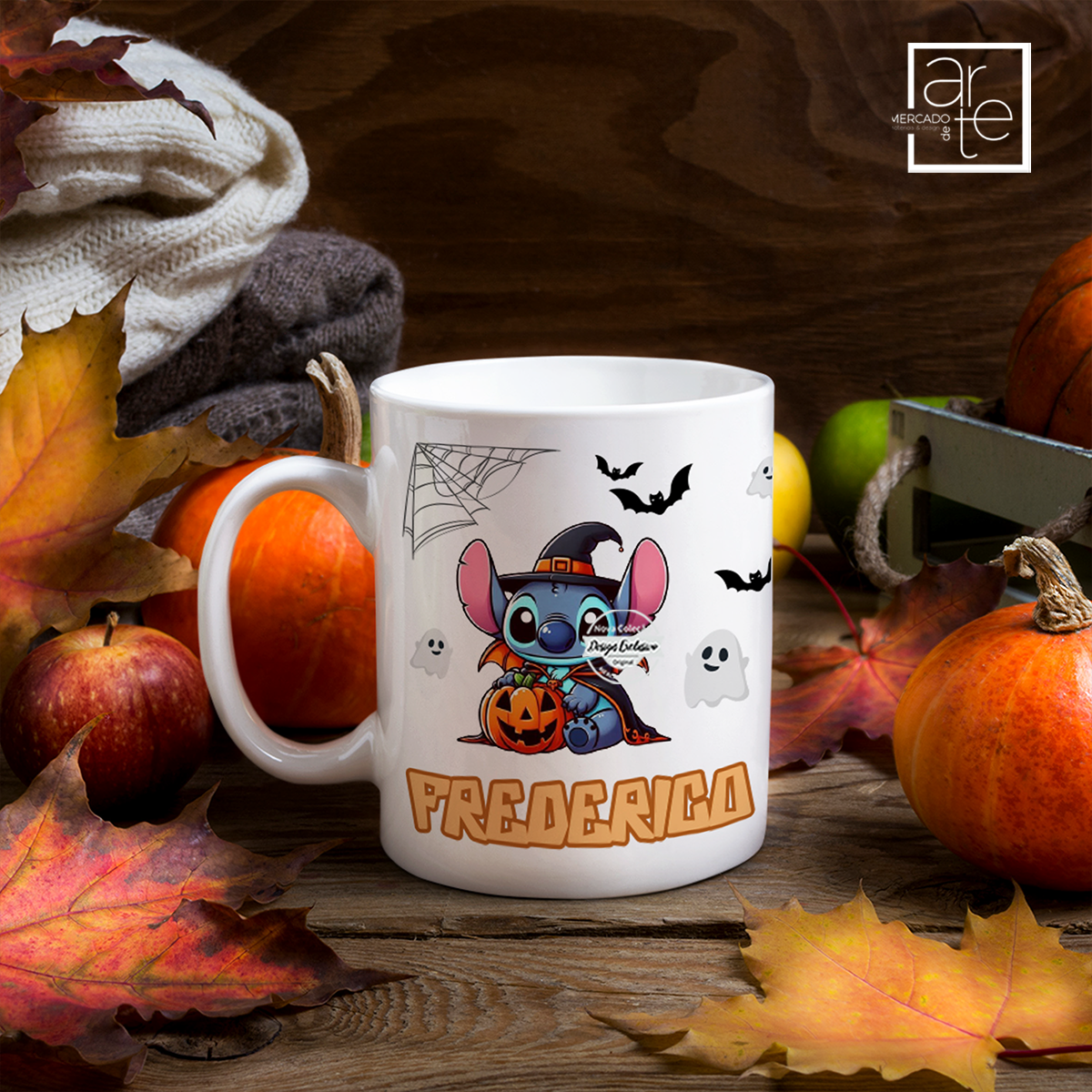 Caneca halloween Stich "Nome"