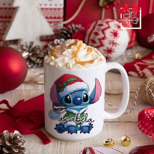 Caneca natal "Stitch"