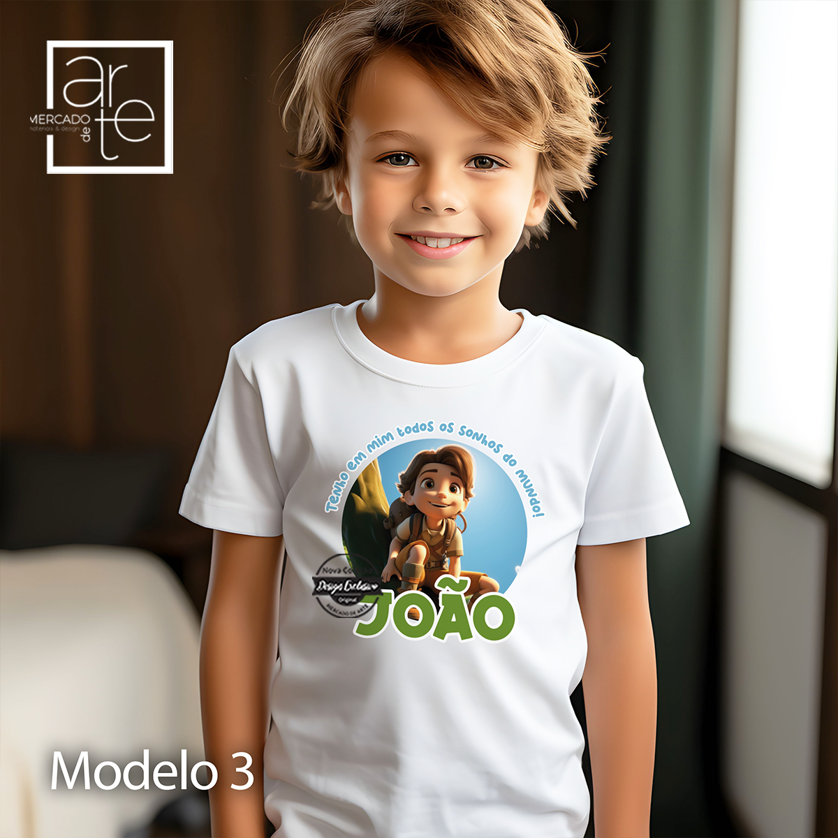 T-shirt criança " Tenho em mim todos os sonhos do mundo"