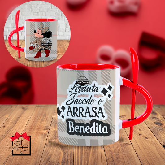 Caneca de natal com colher "Minnie chique"