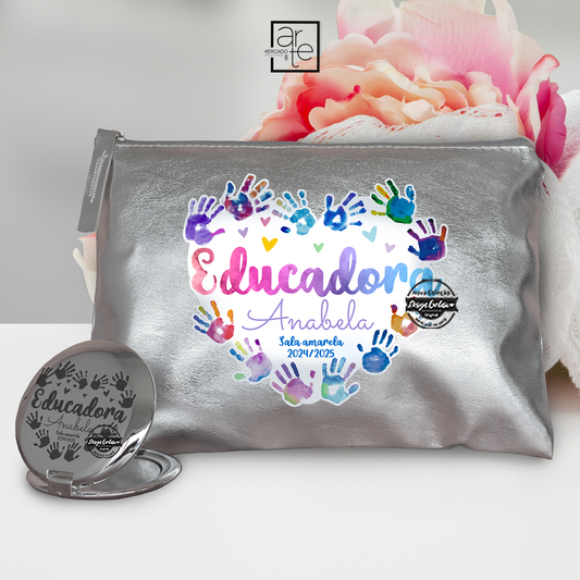 Bolsa com espelho mãozinhas "Educadora"