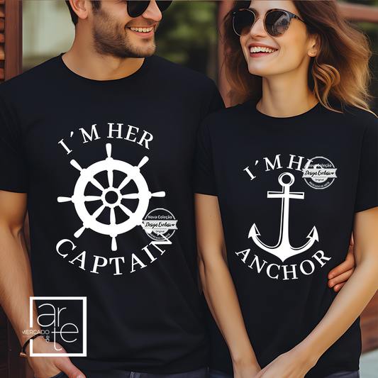 T-shirt "Her captain/His Anchor"