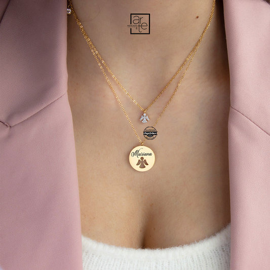 Fio duplo anjo strass "Nome"