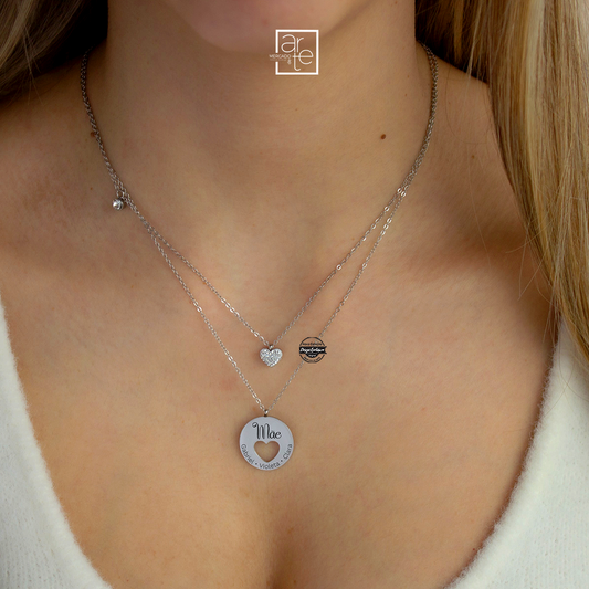 Fio duplo coração strass "Nome"