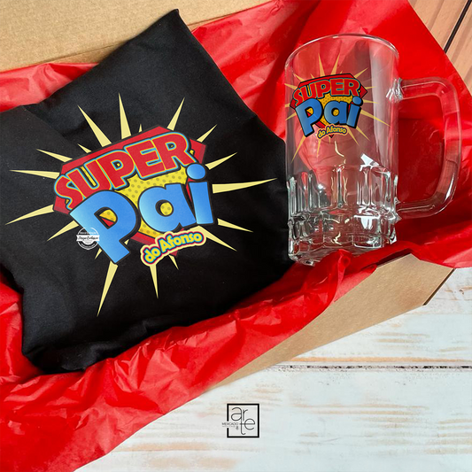 Conjunto T-shirt e/ou caneca de cerveja "Super pai"