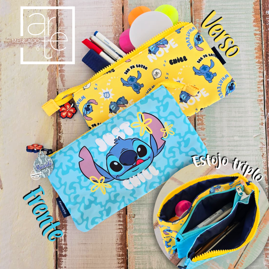 Estojo triplo "Stitch" com OFERTA do identificador