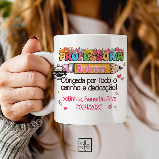 Caneca lápis escolas "Obrigada..."