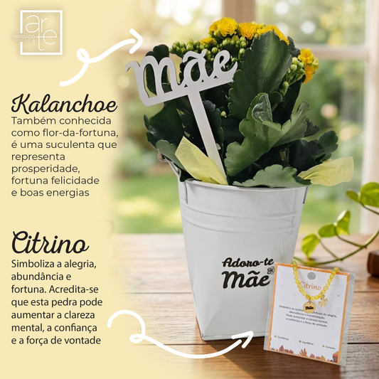 Vaso com flores "Adoro-te mãe"
