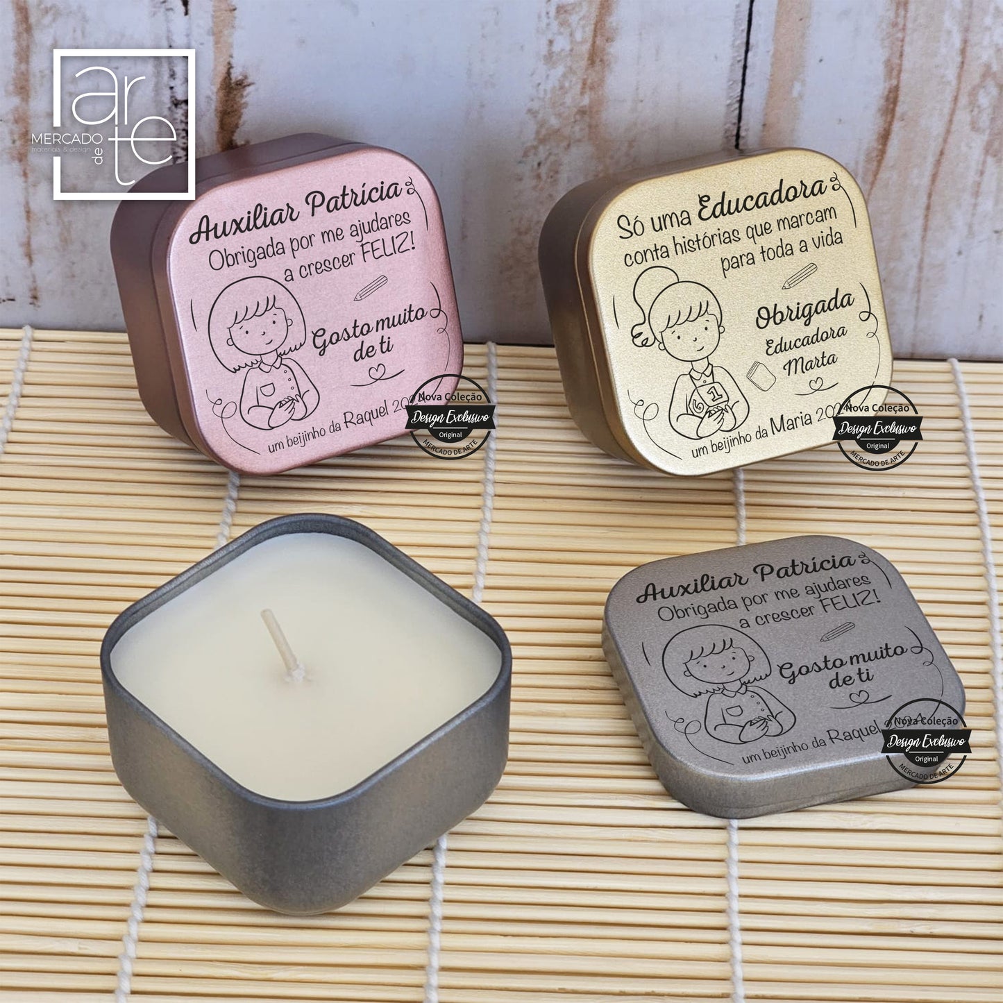 Velas perfumadas e personalizáveis