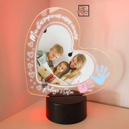 Moldura Led coração "Mãe"