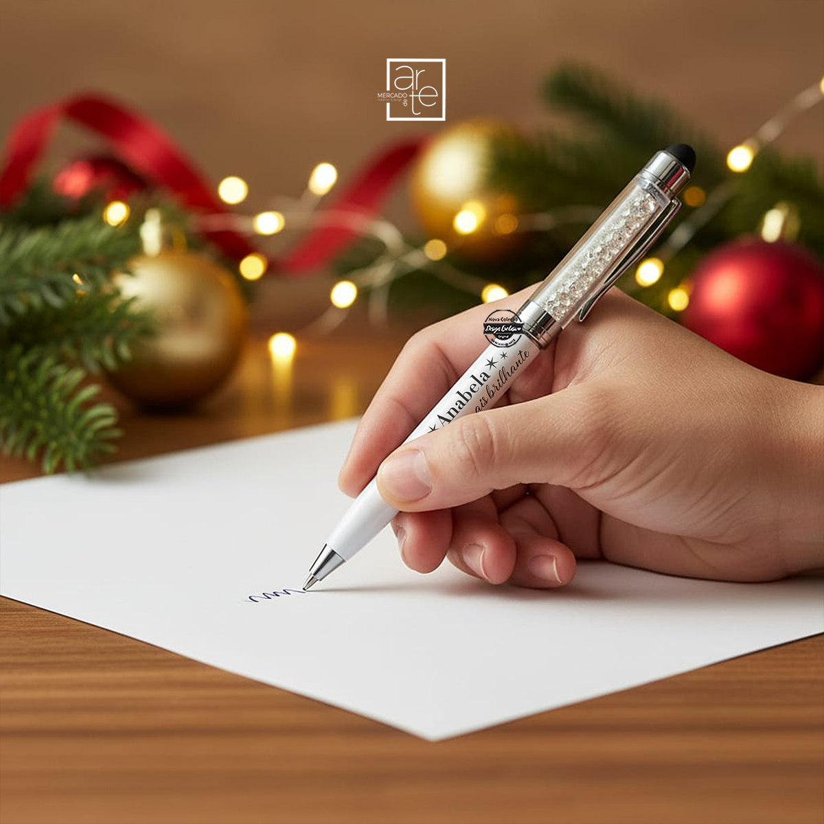 Caneta com brilhantes "És a estrela mais brilhante"
