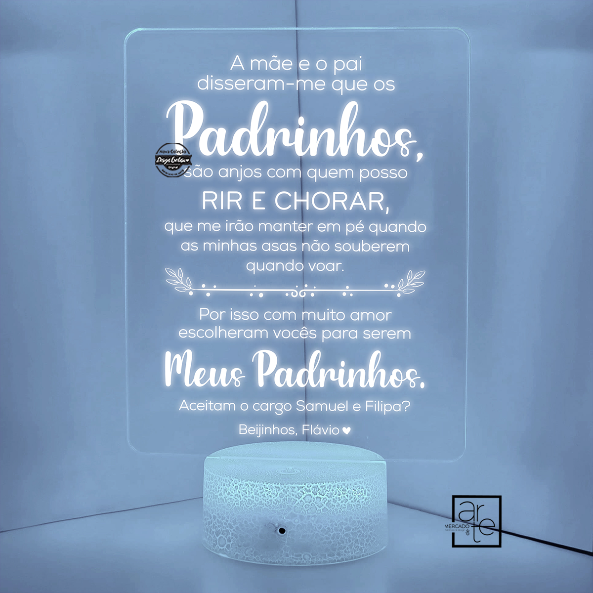 Moldura de LED "Convite Padrinhos"
