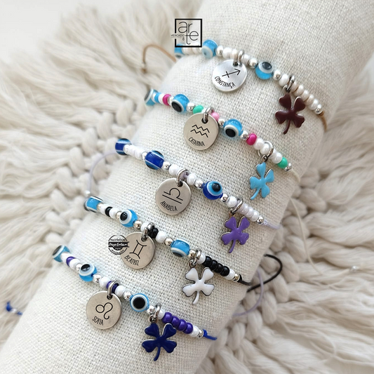Pulseiras ajustáveis olho turco "Signos"
