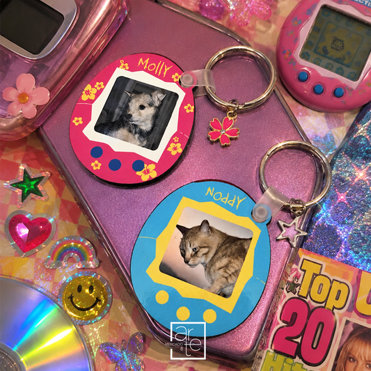 Porta Chaves com fotografia estilo Tamagotchi