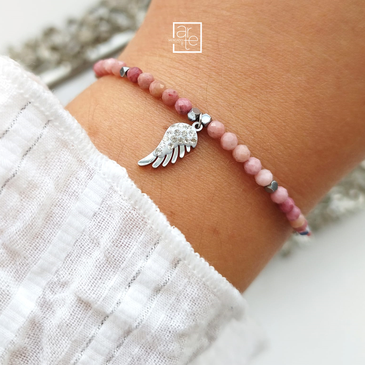 Fio e/ou pulseira pedras naturais "Asa"