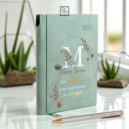 Agenda A5 2026 camurça "Ser autêntica..."