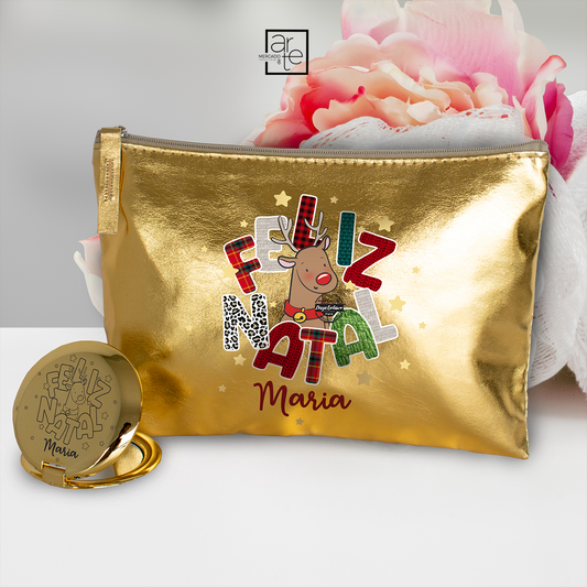 Bolsa com espelho rena "Feliz Natal"