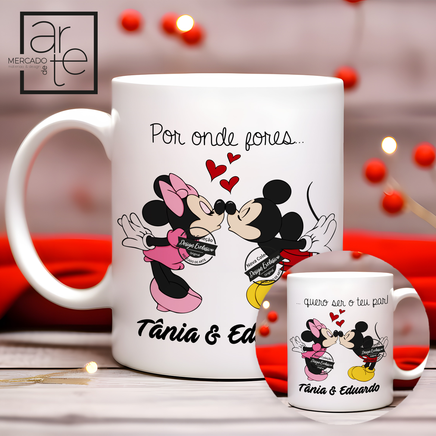 Caneca Minnie e Mickey "Para onde fores..."