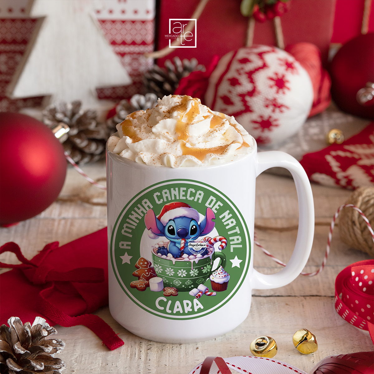 Caneca de natal "Stitch"