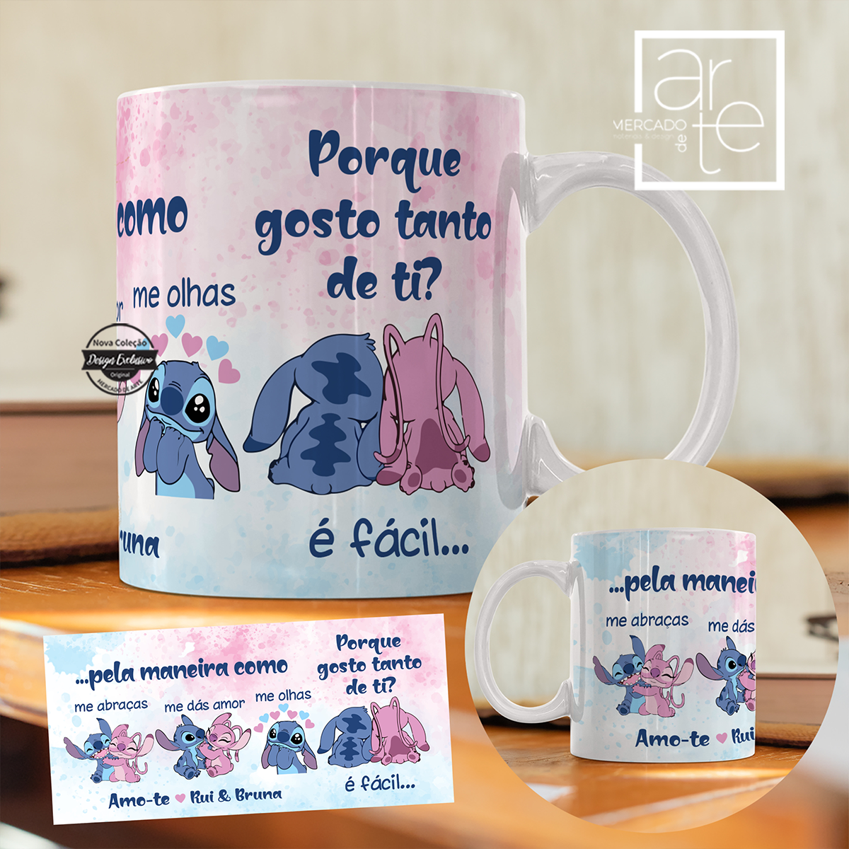 Caneca Angel e Stitch "Porque gosto tanto de ti..."