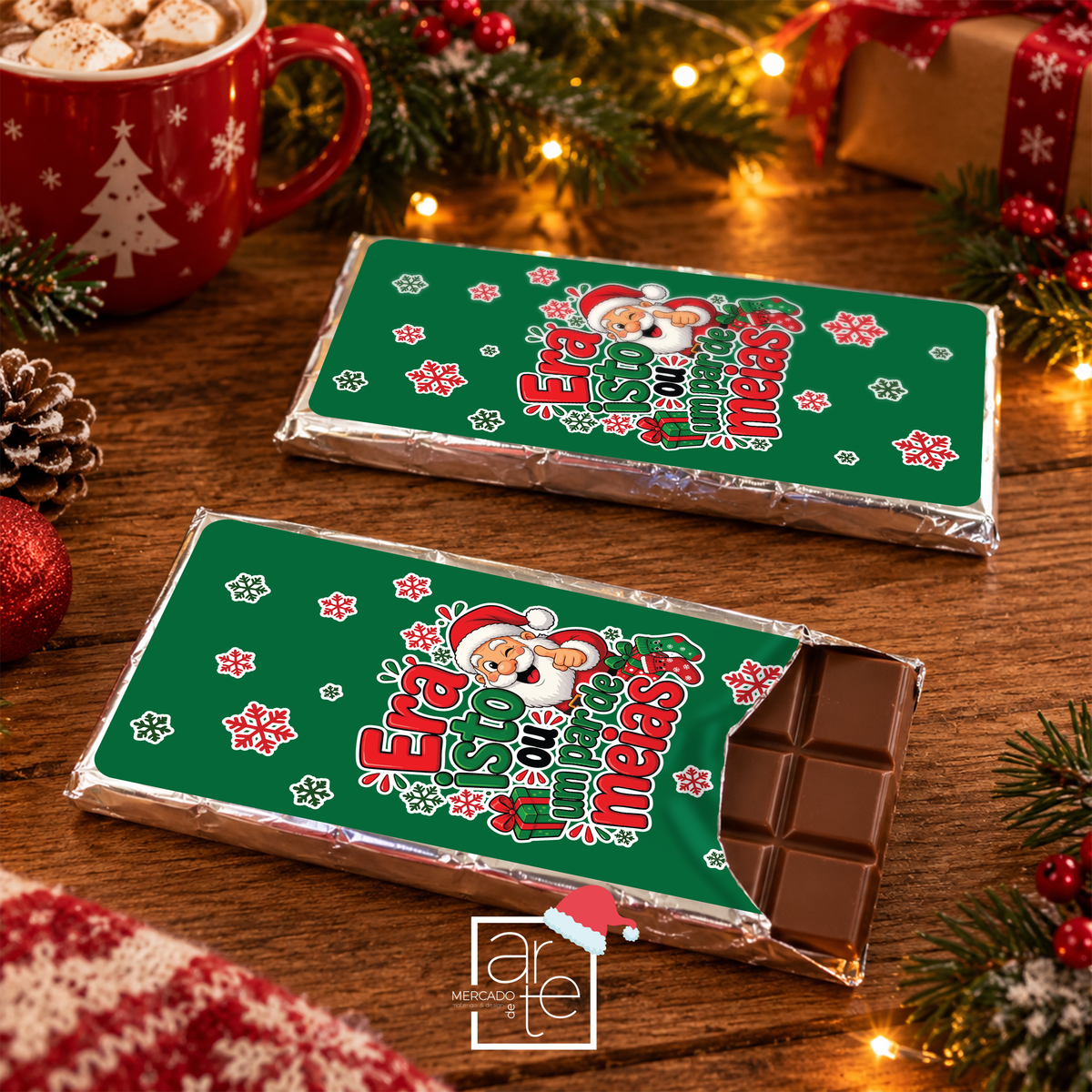 Este Natal, oferece sorrisos, boa disposição e uma boa dose de humor! 🎁

Chocolate Pai Natal "Era isto ou um par de meias", é perfeito para quem adora prendas originais, divertidas e cheias de espírito natalício.

Ideal para surpreender amigos, família ou aquele amigo secreto que merece algo diferente, porque, convenhamos, há prendas que aquecem o coração… e outras que dão vontade de rir! 😂

Porque neste Natal, entre tantas surpresas… era isto ou um par de meias! 🎄