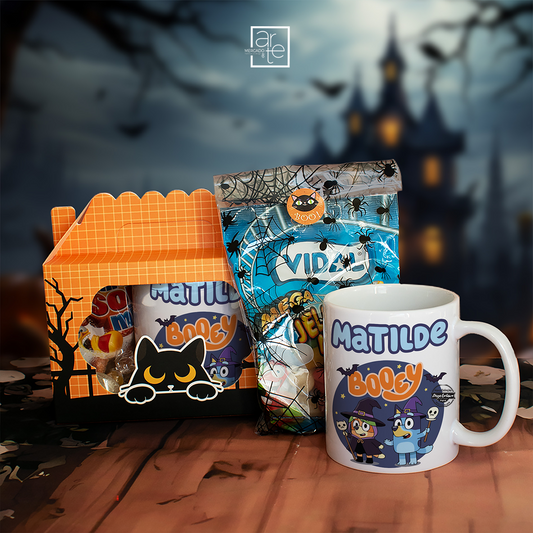 Caixa gato Halloween "Booey"